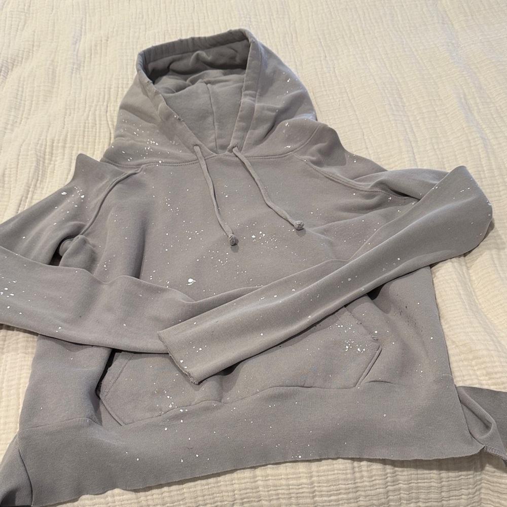NEW Frank and Eileen Gray Hoodie with Paint Splatter Design. New with tags.